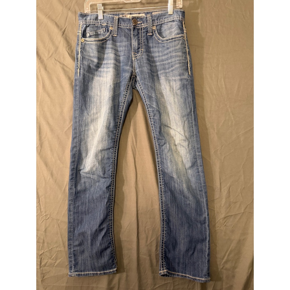 BKE Aiden Straight Jeans Mens 29S Medium Wash Stretch Denim Contrast Stitch